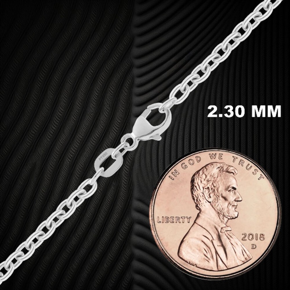 Round Cable Link Solid 950 Platinum Necklace Chain 1mm – 2.3mm Widths 14″ – 36″