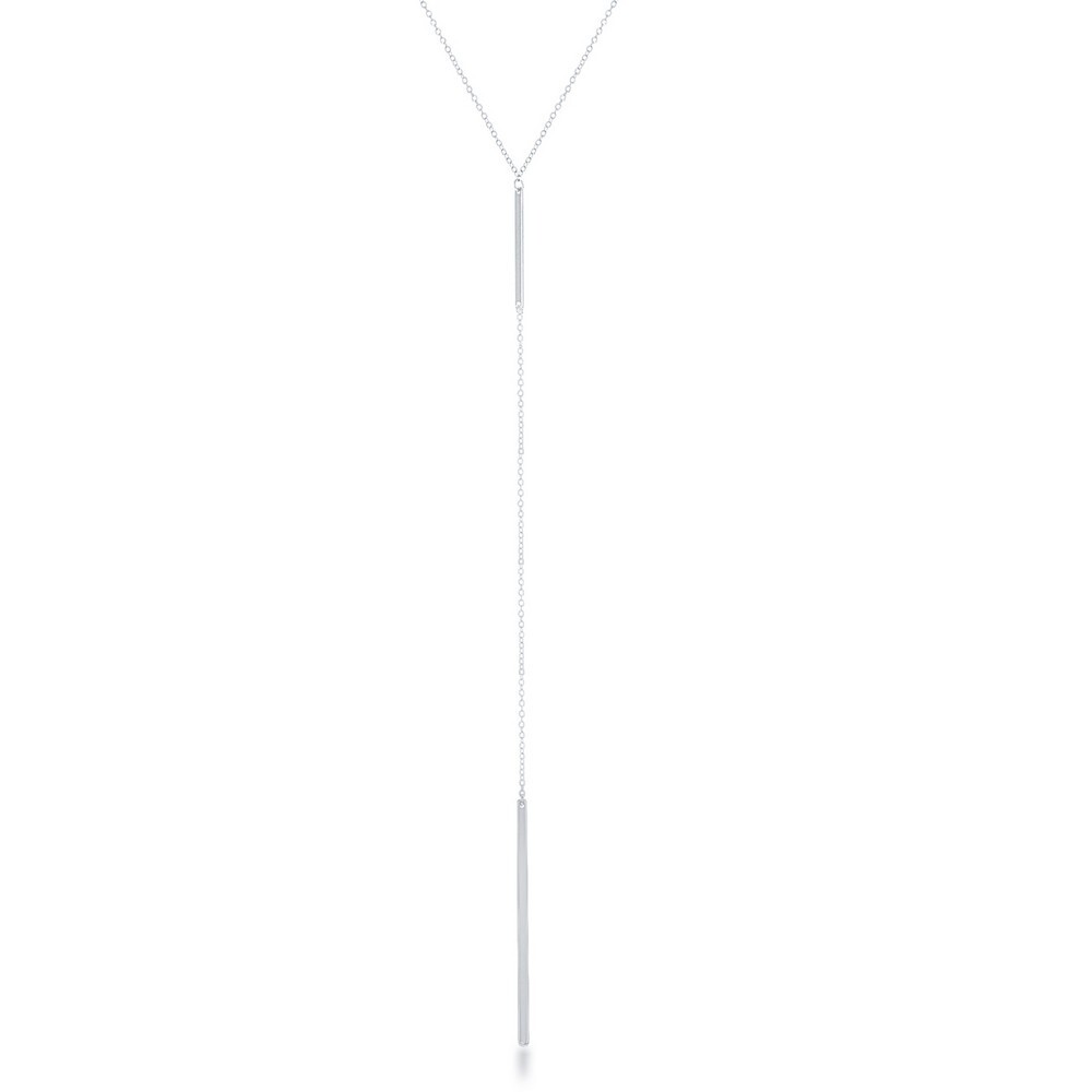 Sterling Silver Long Hanging Chain Bar Y Necklace