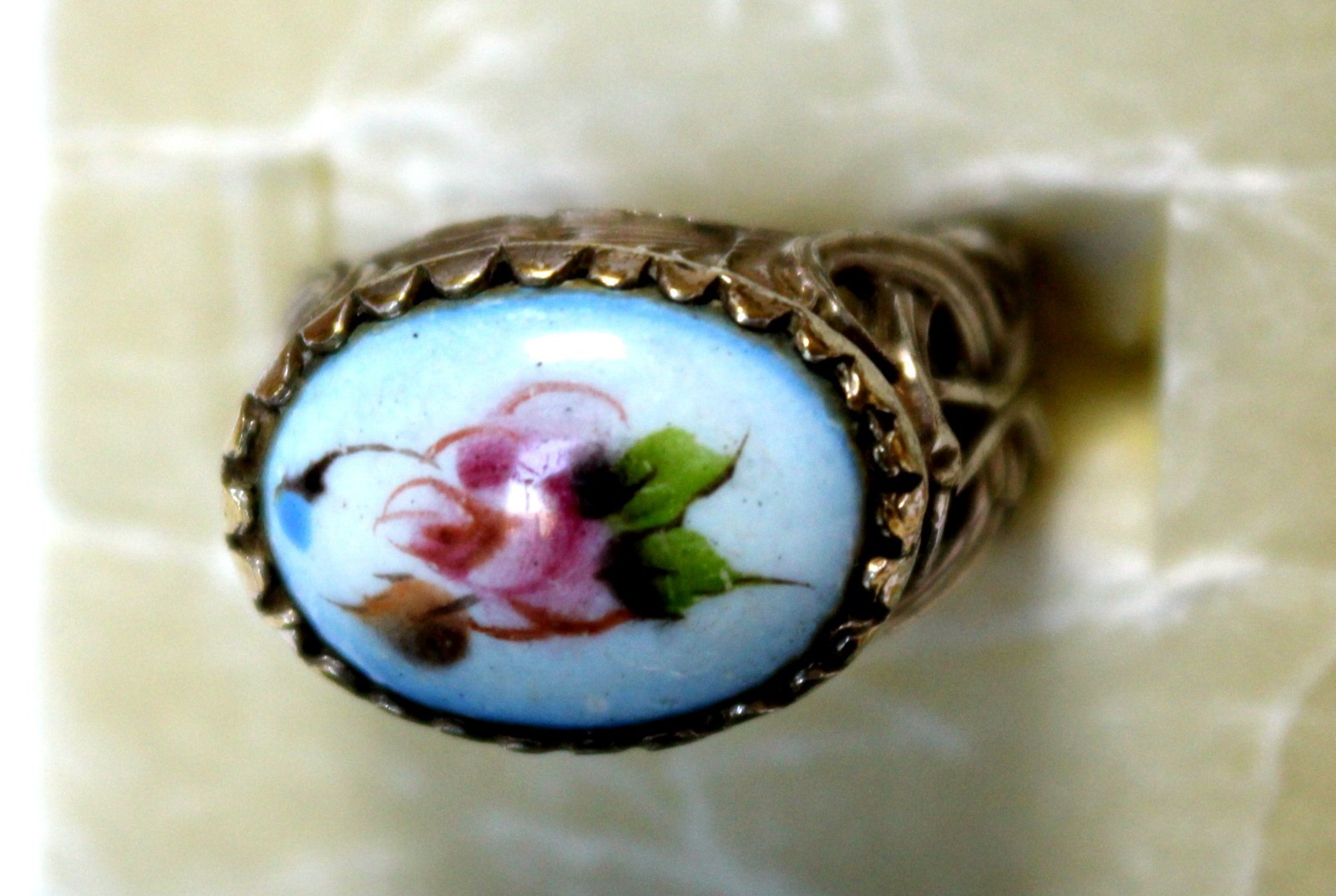 Vintage Russian Hand Painted Enamel Rings 4 Variation Finift Technique #77,83,95