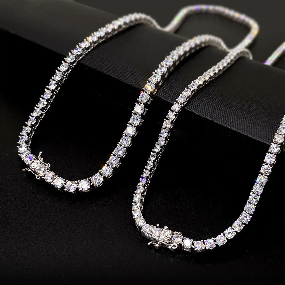 Mens Gold Plated Solid Stainless Steel Tennis Chain Necklace Bracelet 3mm-6mm