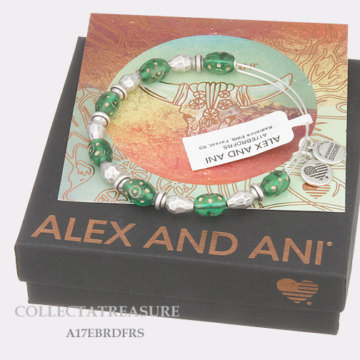 Authentic Alex and Ani Radiance Beaded Forest Rafaelian Silver Expandable Bangle