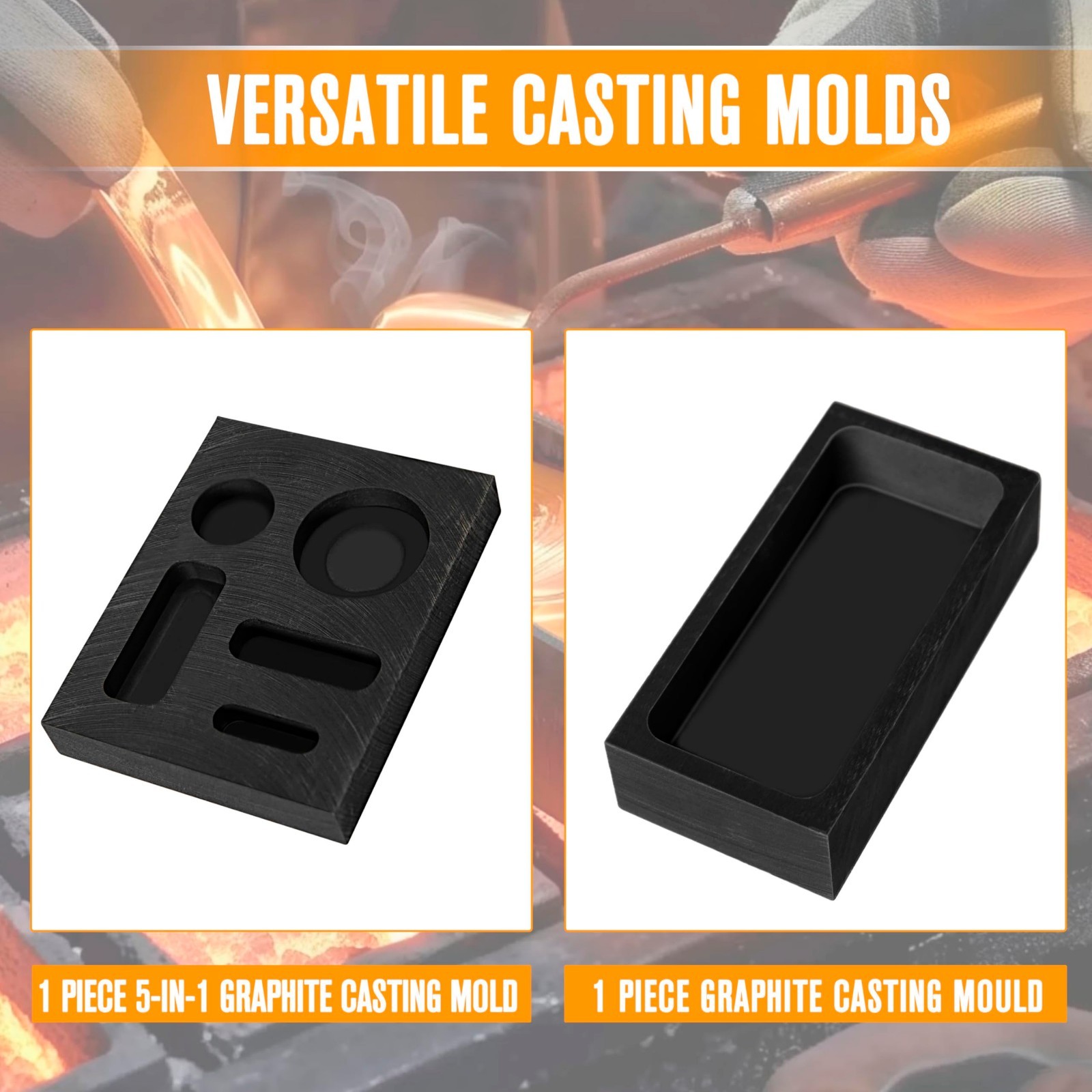 8 Pcs Graphite Crucible Melting Kit – Gold & Metal Casting Torch Set
