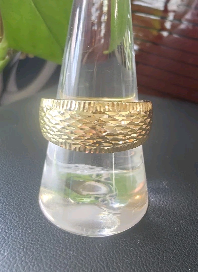 RL Italy 10k Solid Yellow Gold Textured Large Band Ring Size 9