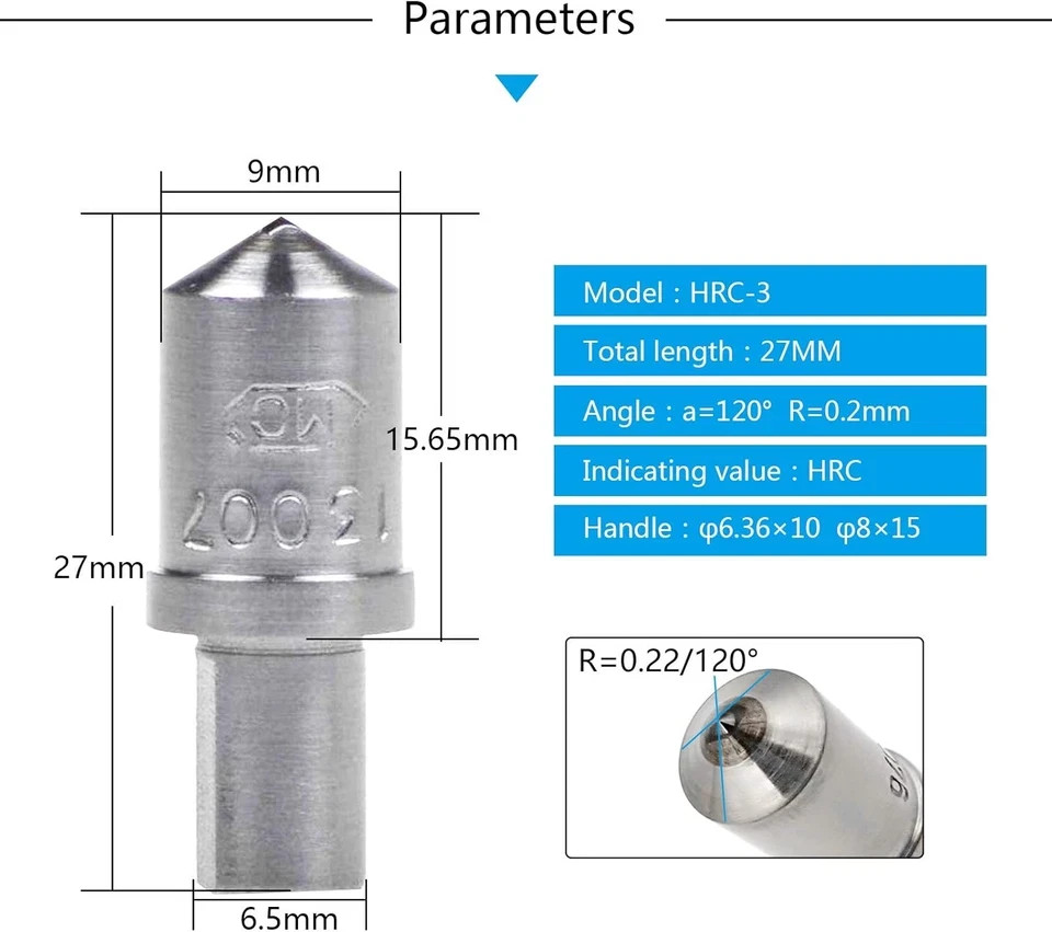 Diamond Indenter HRC-3 for Hardness Tester Diamond Indenter 120 Degree for Rockw