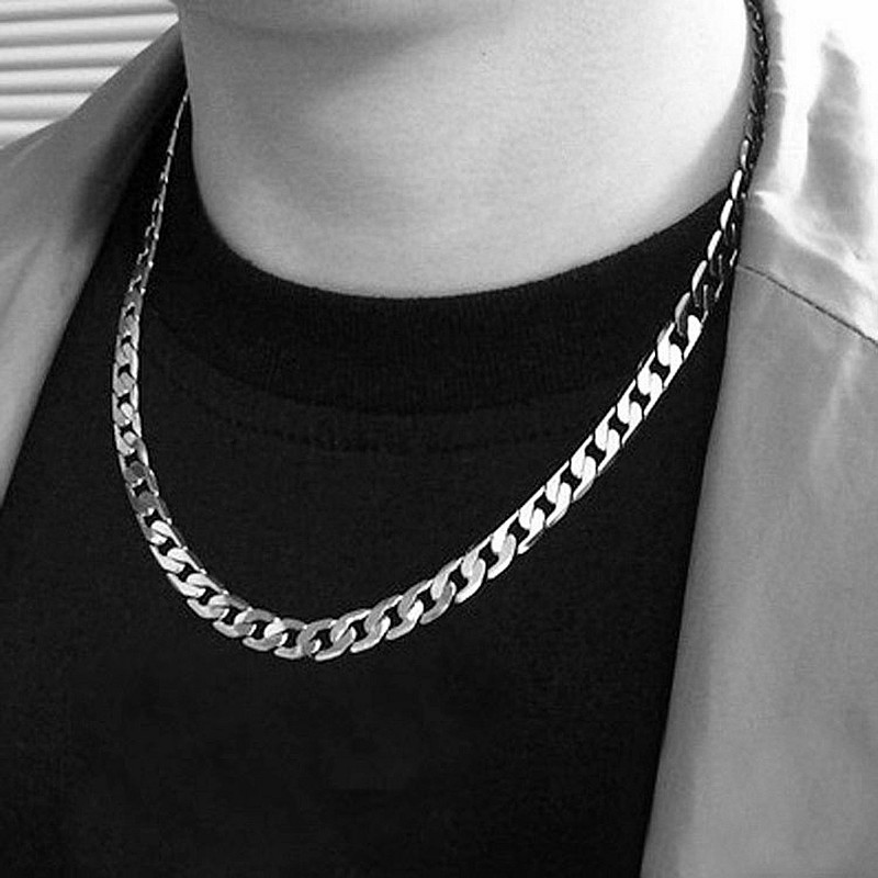 925 Sterling Silver Plated Cuban Link Chain Necklace for Men – 6MM, 8MM, 10MM Hi