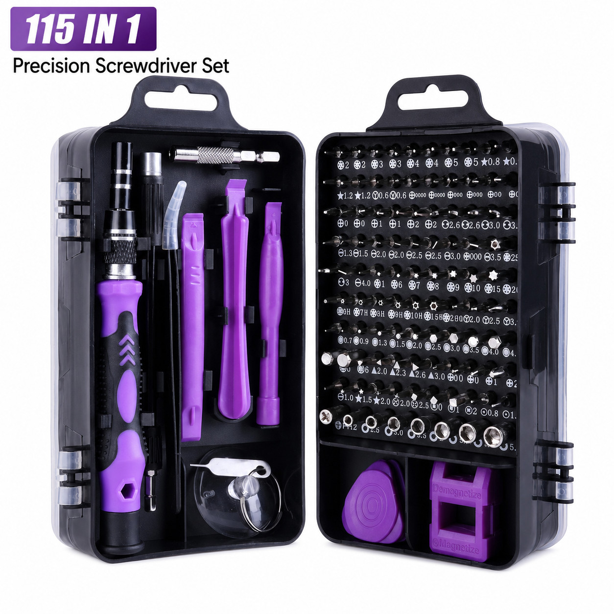 115 in 1 Precision Screwdriver DIY Tool Set (Black & Purple)