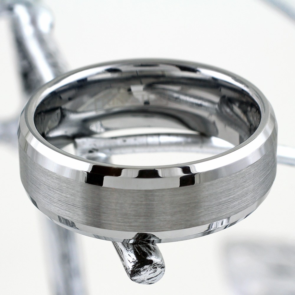 Tungsten Carbide Men’s Ring Silver 3/4 Brushed Wedding Band Bridal Jewelry