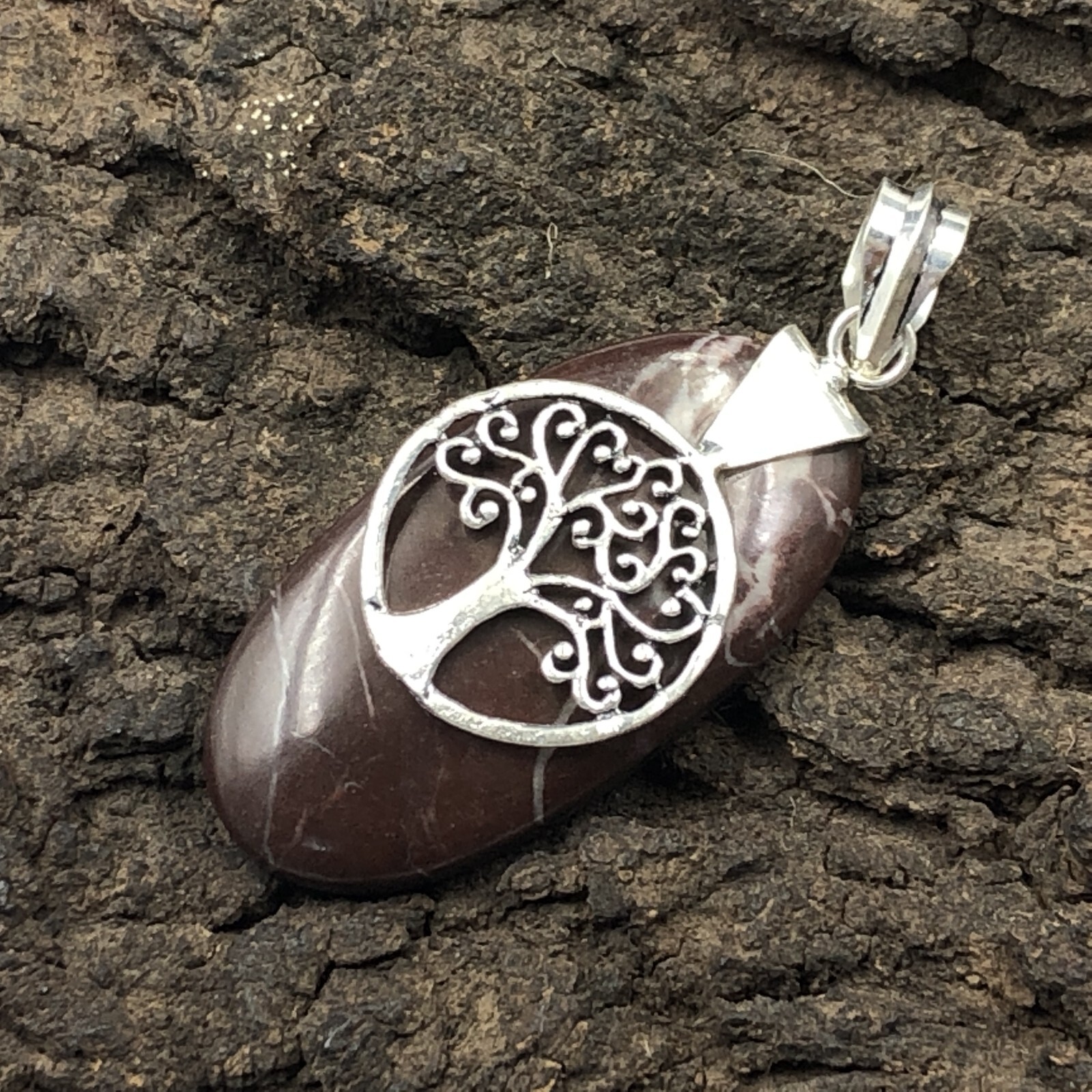 Gift For Women Jewelry Pendant Sterling Silver Cappuccino Jasper Gemstone 2.4″
