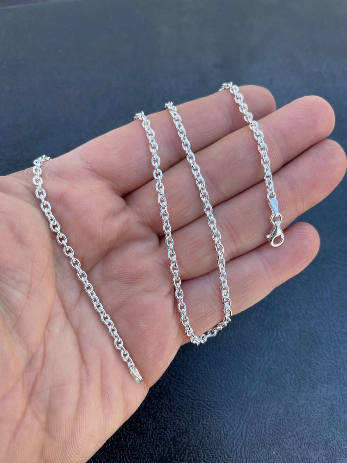 Real Solid 925 Sterling Silver Anchor Cable Chain Rolo Necklace 1mm – 3mm ITALY