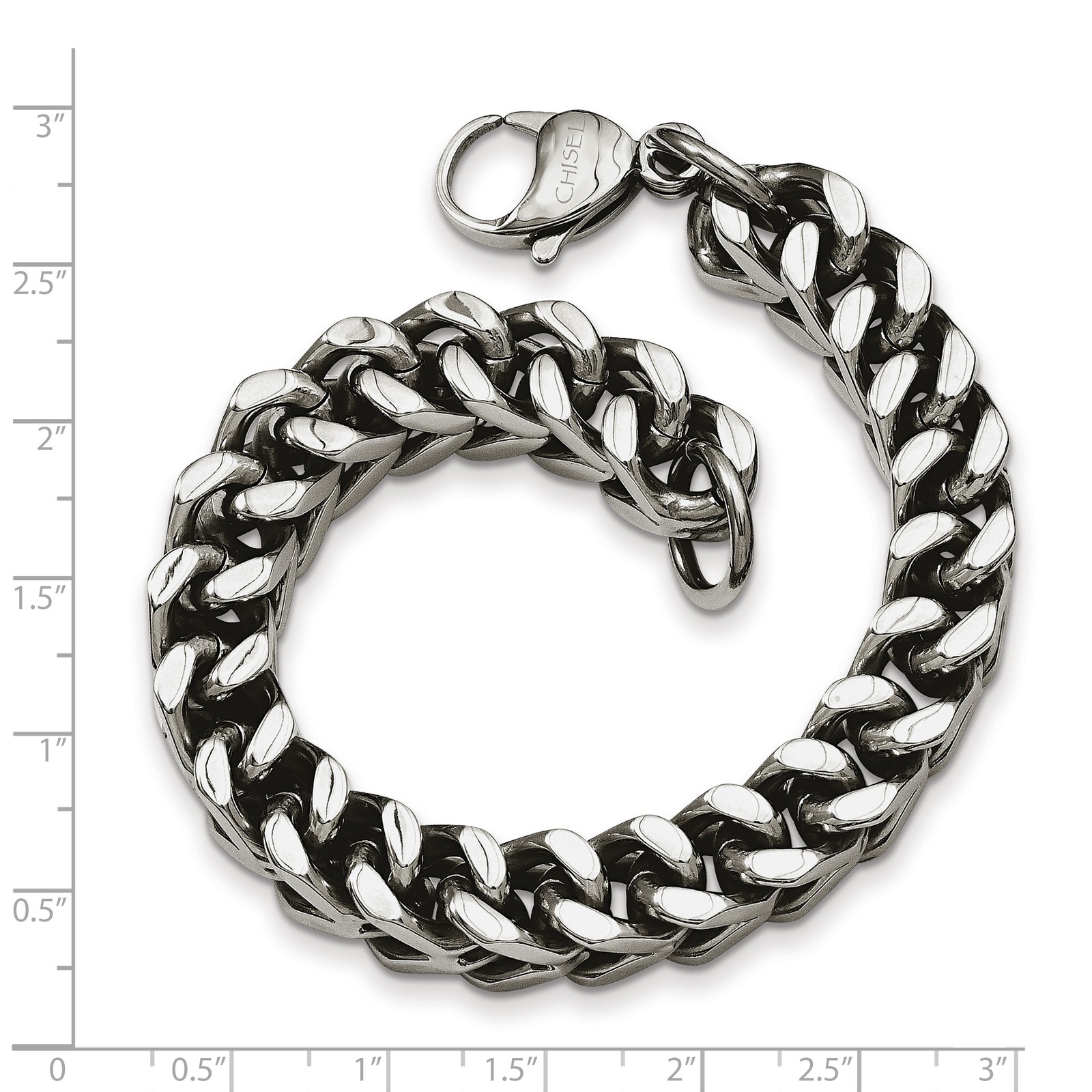 Chisel Stainless Steel Polished 9.5 inch Heavy Wheat Bracelet SRB825
