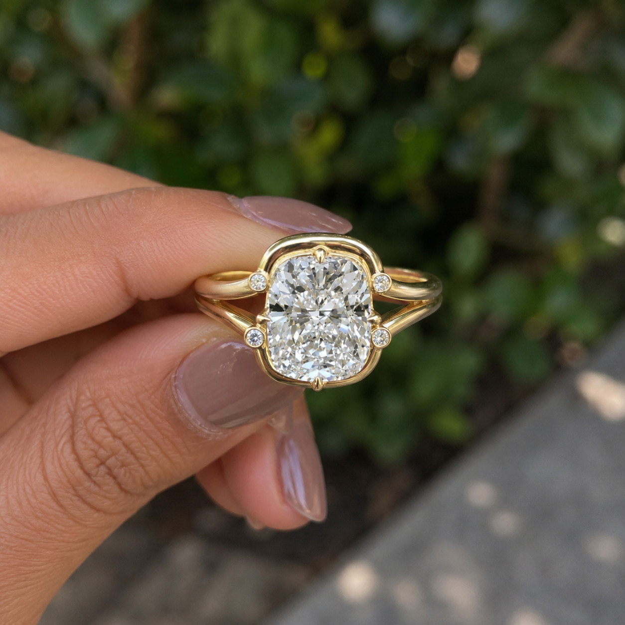 4.00 Ct Cushion Cut Diamond Wedding Ring 14K Yellow Gold Size 7