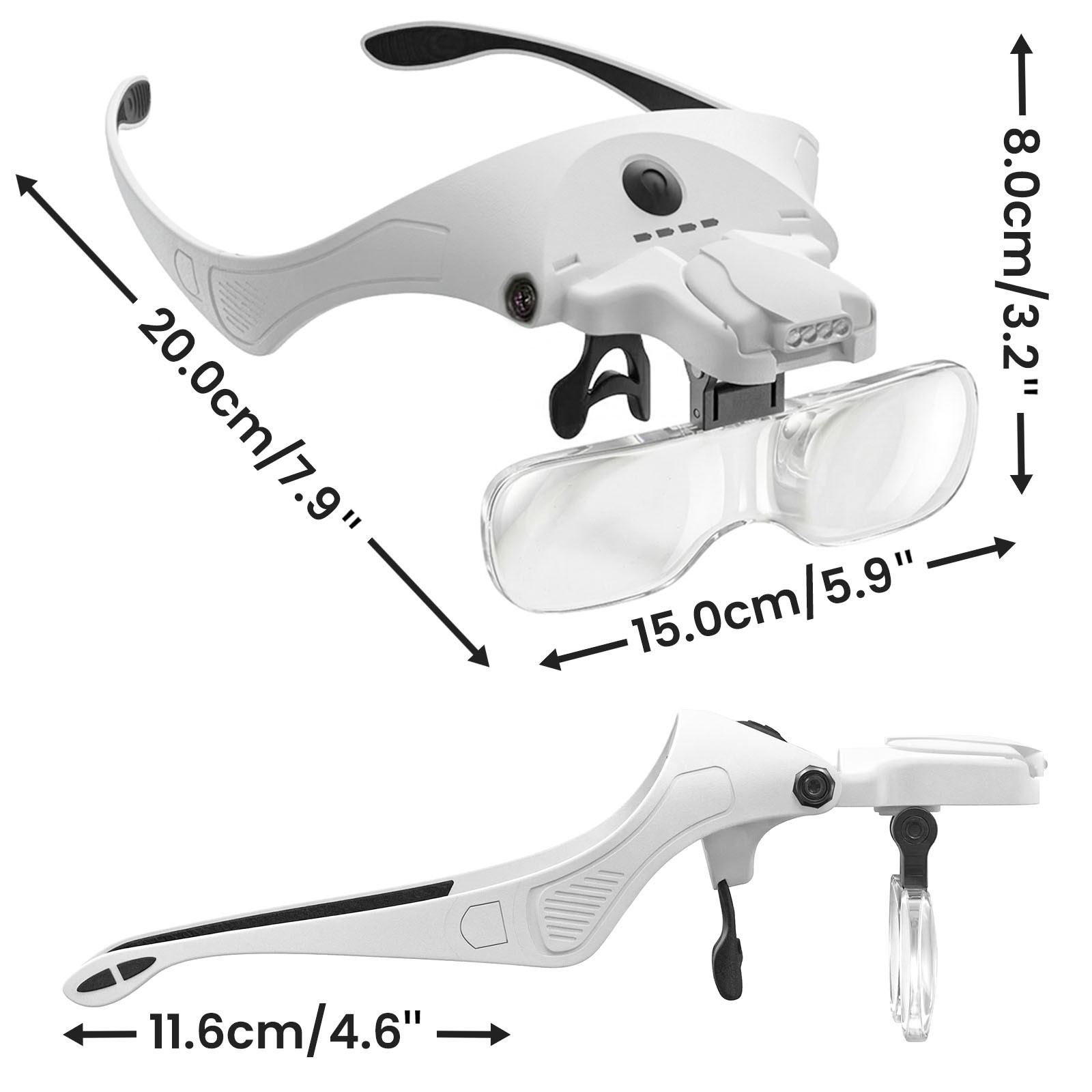 ARTDOT Magnifying Glasses with Light Headband Magnifier Loupe for Jewelers 4 LED