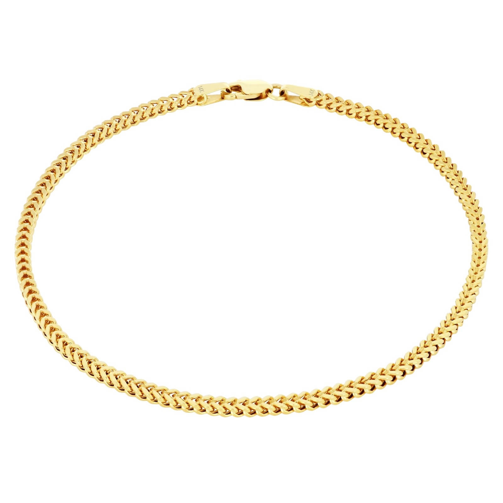 14k Yellow Gold 1.5mm-5mm Franco Box Bracelet Chain Men Women 7″ 7.5″ 8″ 8.5″ 9″