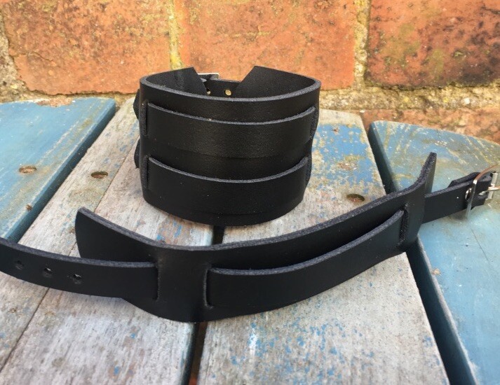Real Leather Strap Buckle Bracelet Choice of Colours & Widths Hand Made Cuffs