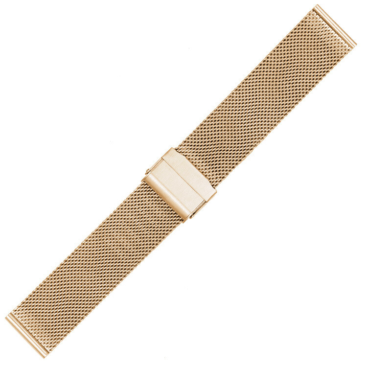 0.6mm Wire Meshed Loop Watch Strap 22mm Mesh Band Double-lock Clasp 10-20mm 24mm