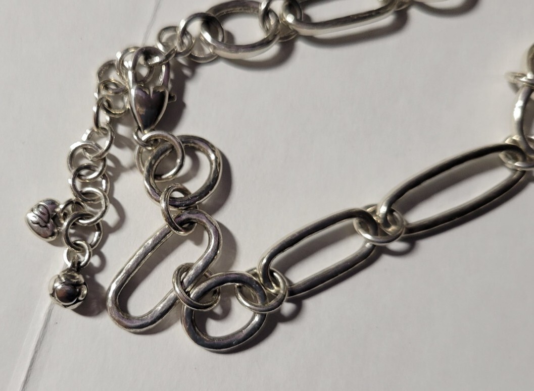 Brighton PEBBLE LINK Silver Open Oval Round Link Long Necklace, NWOT, w/Tin