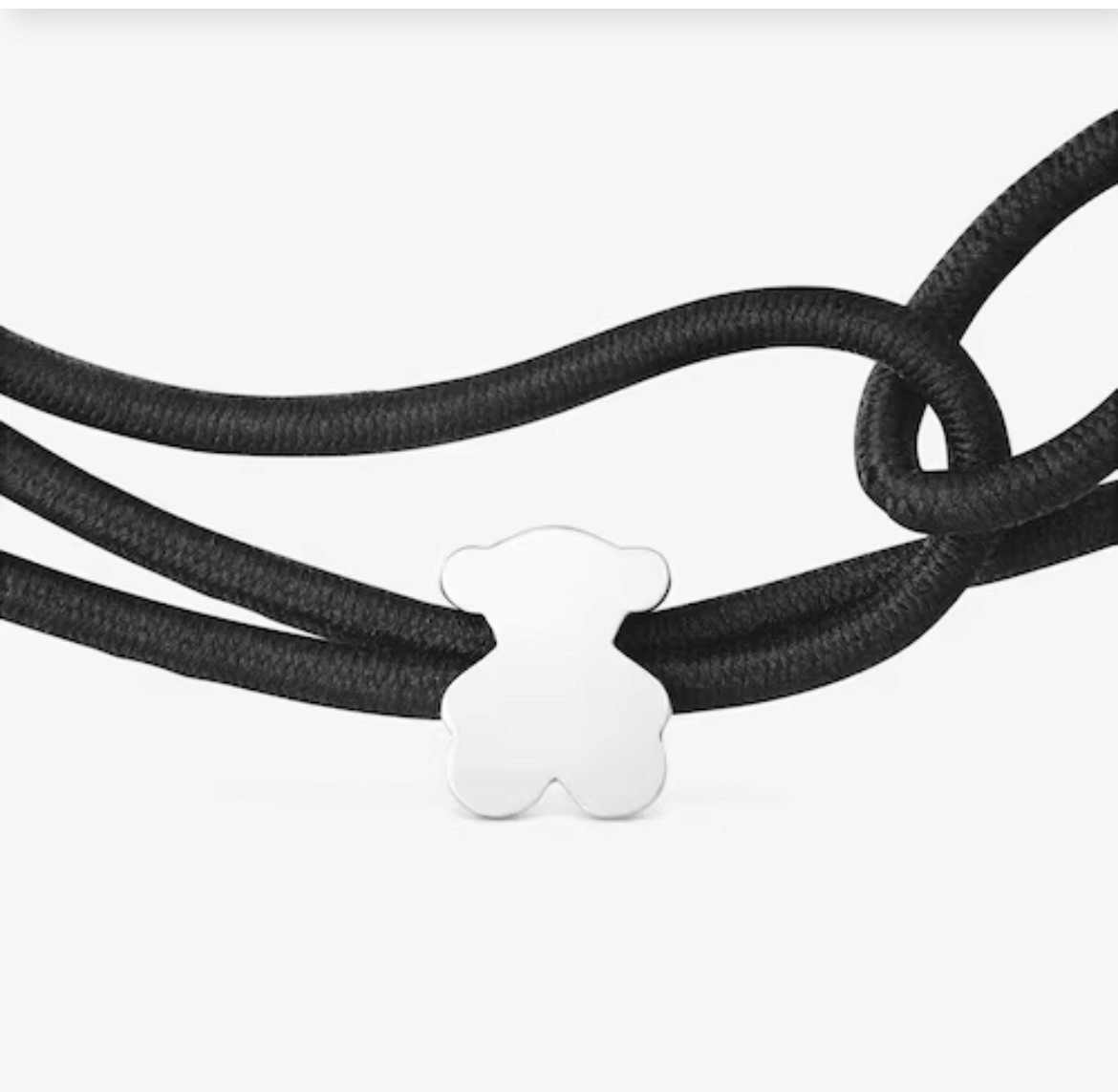 TOUS BLACK ELASTIC BRACELET WITH SILVER BEAR SWEET DOLLS $125 MSR MADE IN SPAIN