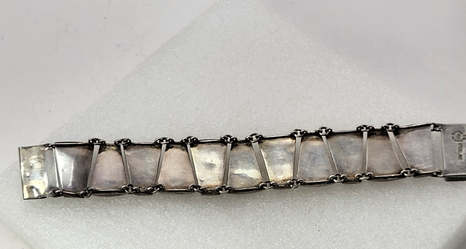 Taxco Mexico Thumbprint Bracelet Sterling Silver 925 SZ 6.5 Signed Stamped