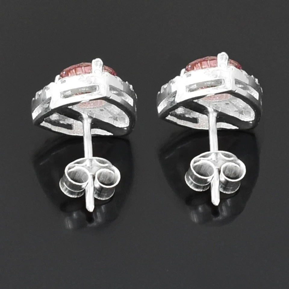 4.00 Ct Certified Treated Pink Diamond Solitaire Studs 925 Silver Great Shine