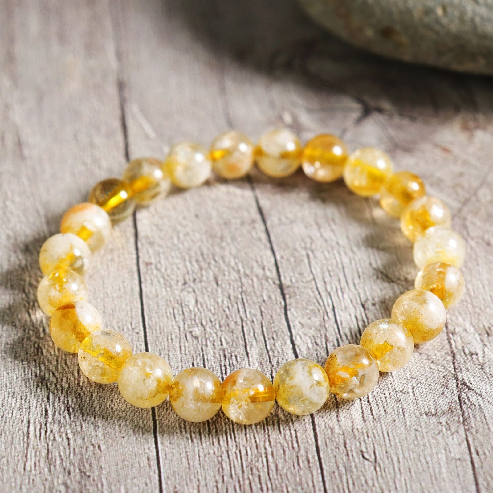 Natural Genuine Citrine 8mm Beads Healing Women Chakra Reiki Crystal Bracelet