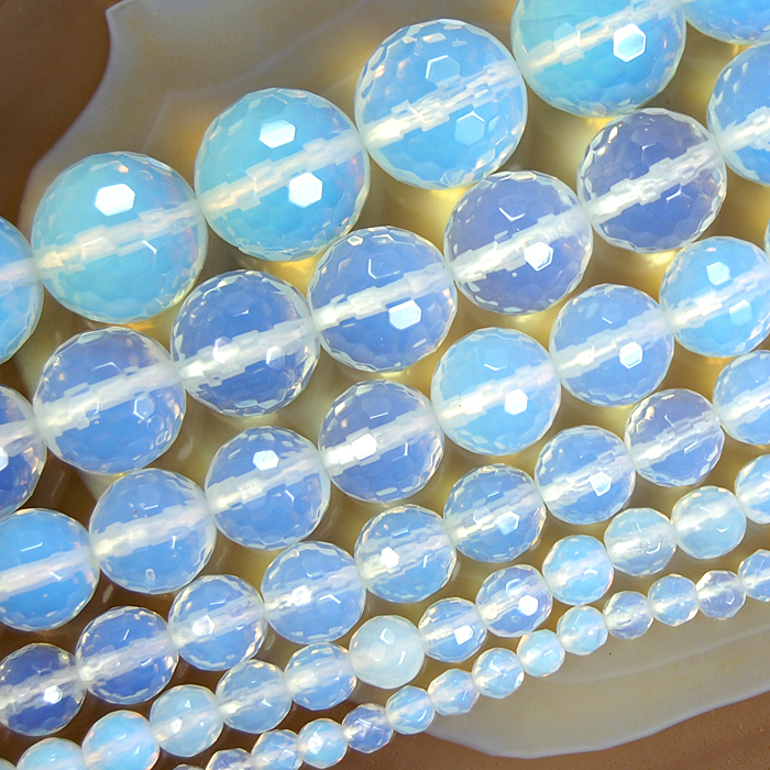 Faceted Opalite Round Beads 14″ 4,6,8,10,12,14mm Pick Size