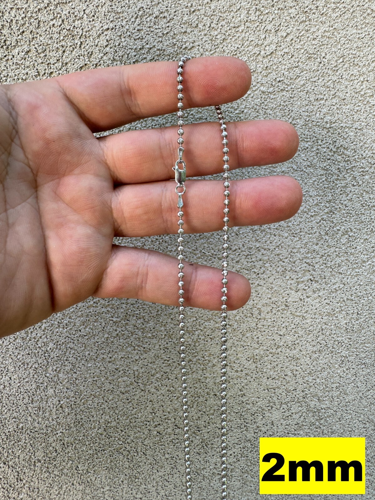Ball Moon Chain Necklace SOLID 925 Silver Rhodium Finish Hip Hop Diamond Cut