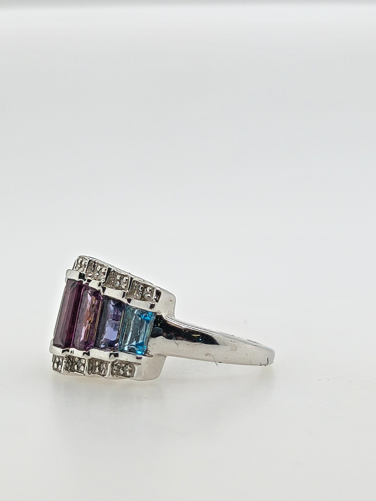 Sterling Silver Multi-Gemstone Ring for Women Size 9