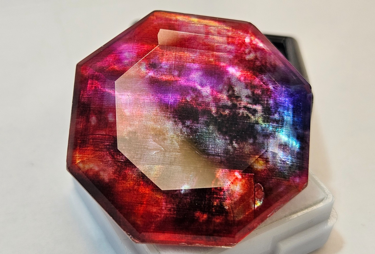 Opal-like Organic Doublet Opal HUGE Ammolite Hexagon Cut 65 Ct Gemstone
