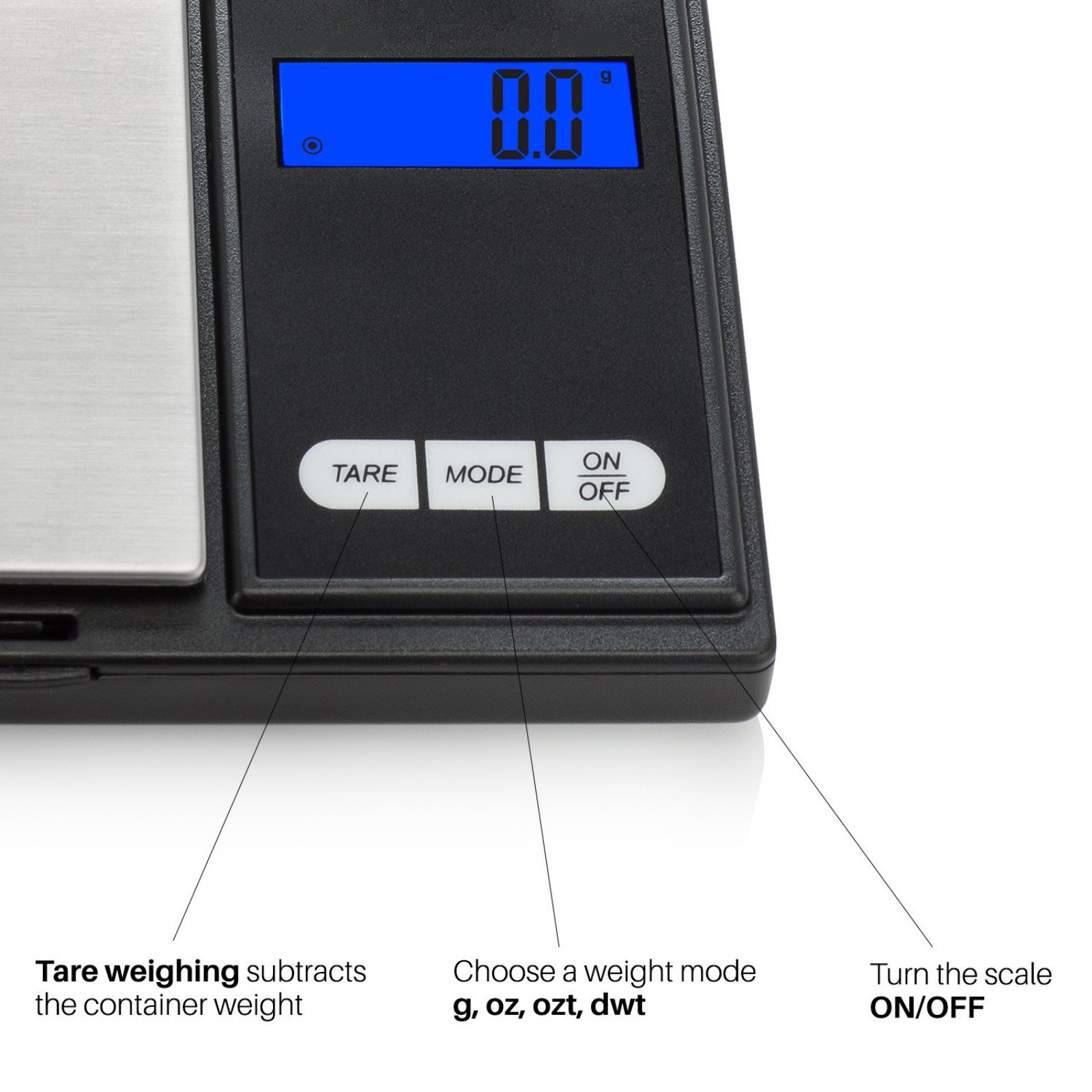 1000g/0.1g Digital Pocket Scale with Stainless Steel Platform for Kitchen Use