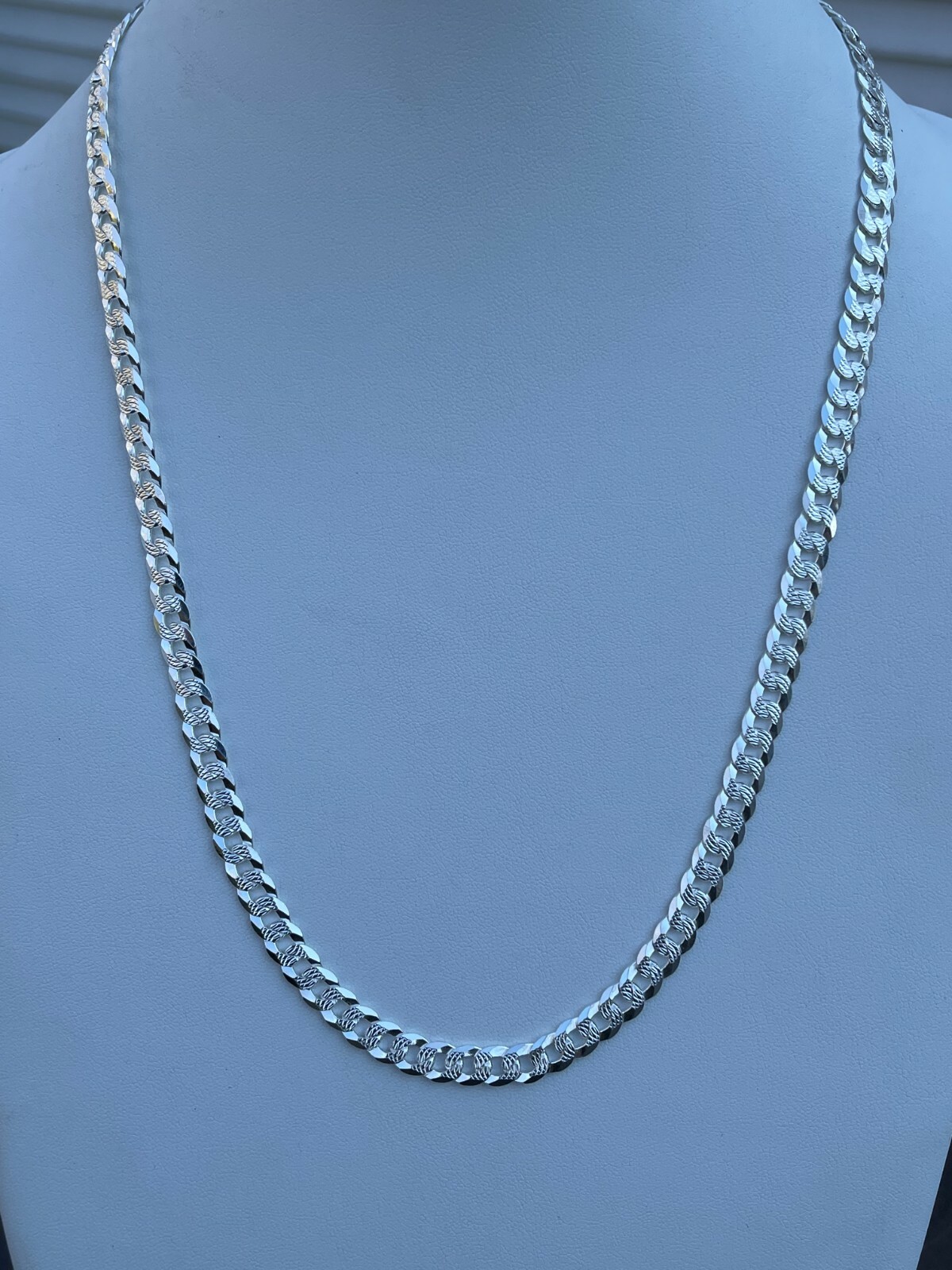 Solid 925 Sterling Silver Men’s Miami Cuban Link Chain Necklace 8mm Diamond Cut