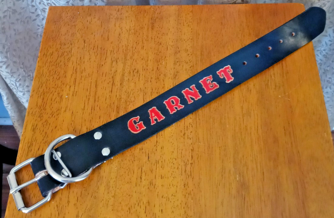 Vintage Black & Red Leather Gothic Thick Wide Garnet Cosplay Choker Collar 11″