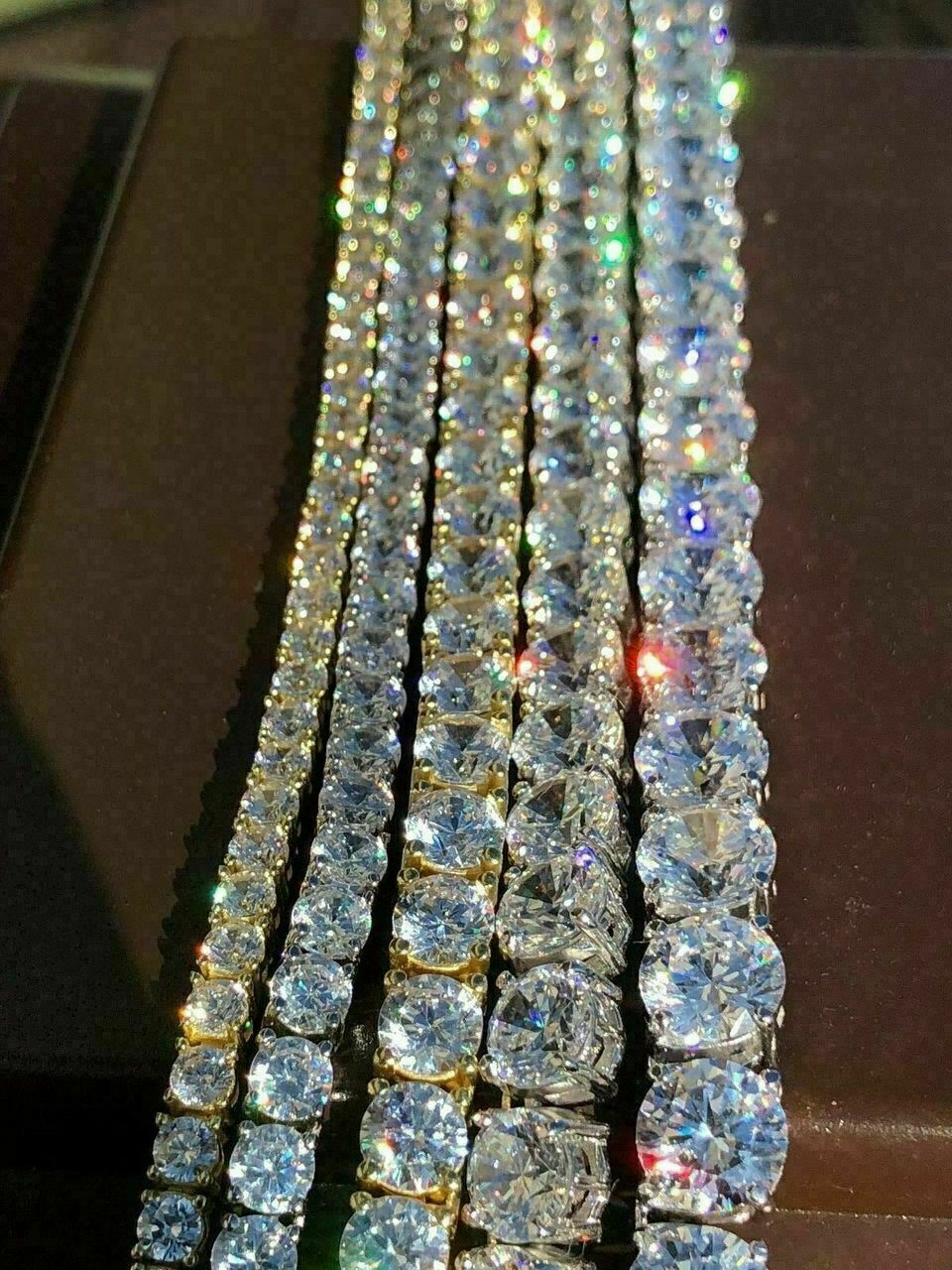 Tennis Chain Real SOLID 925 Sterling Silver CZ ICED Necklace Chain Hip Hop