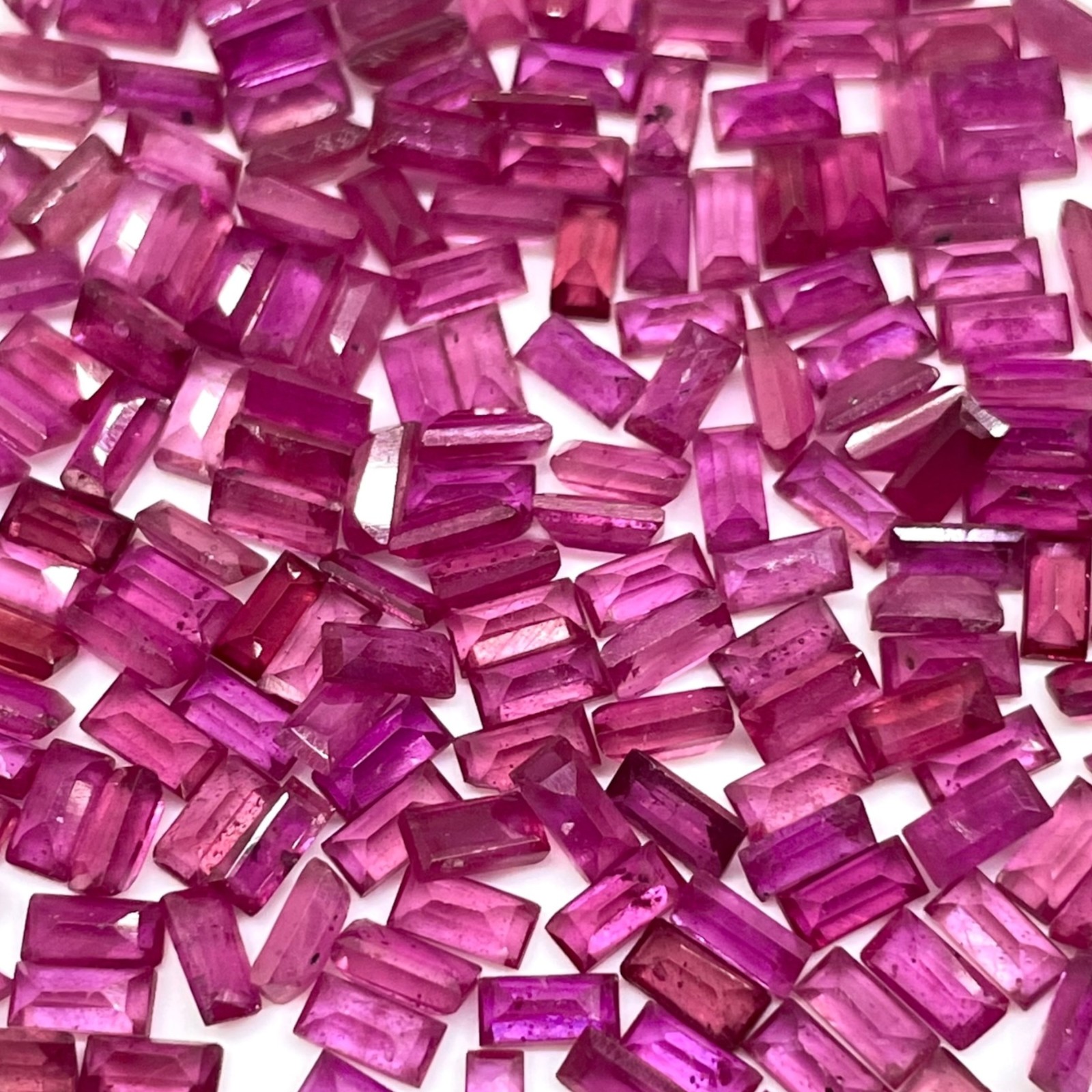 10 Pcs Natural Mozambique Ruby 4x2mm Baguette Cut Pinkish Red Loose Gemstone Lot
