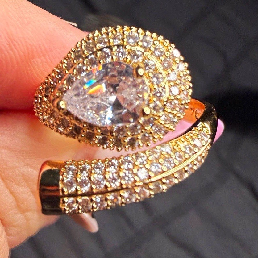 18K Gold Filled Snake Wrap Ring | AAA CZ Size 7 (adjustable)