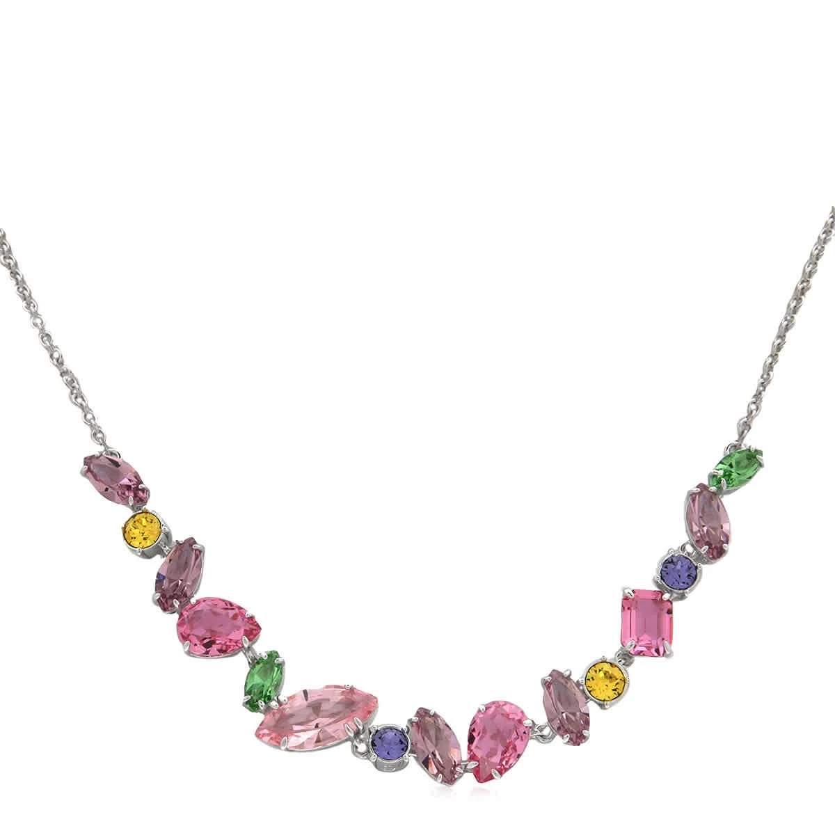 jewelry,Swarovski,Gema Necklace Mixed cuts, Multicolored, Rhodium-plated metal