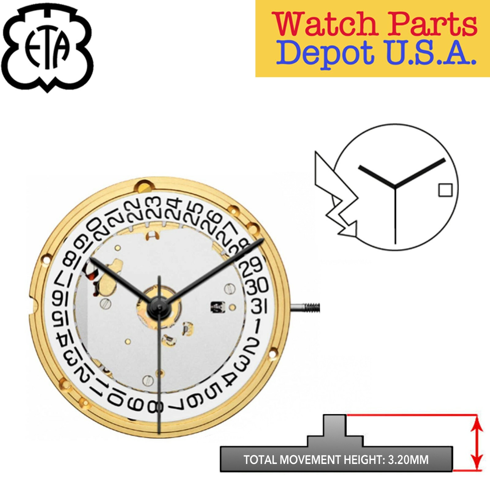 Genuine ETA E63.111 Swiss Made Quartz Movement, (Multiple Variation) – NEW!