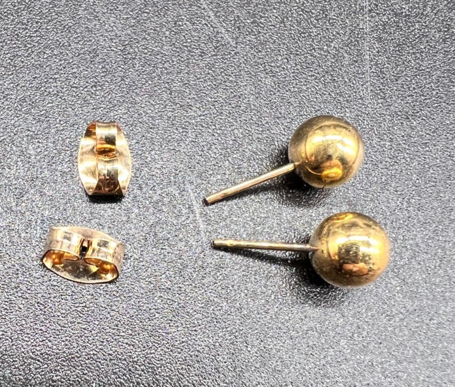 14K Gold Filled Tiny 6mm Ball Post, 1 Pair of Stud Earrings