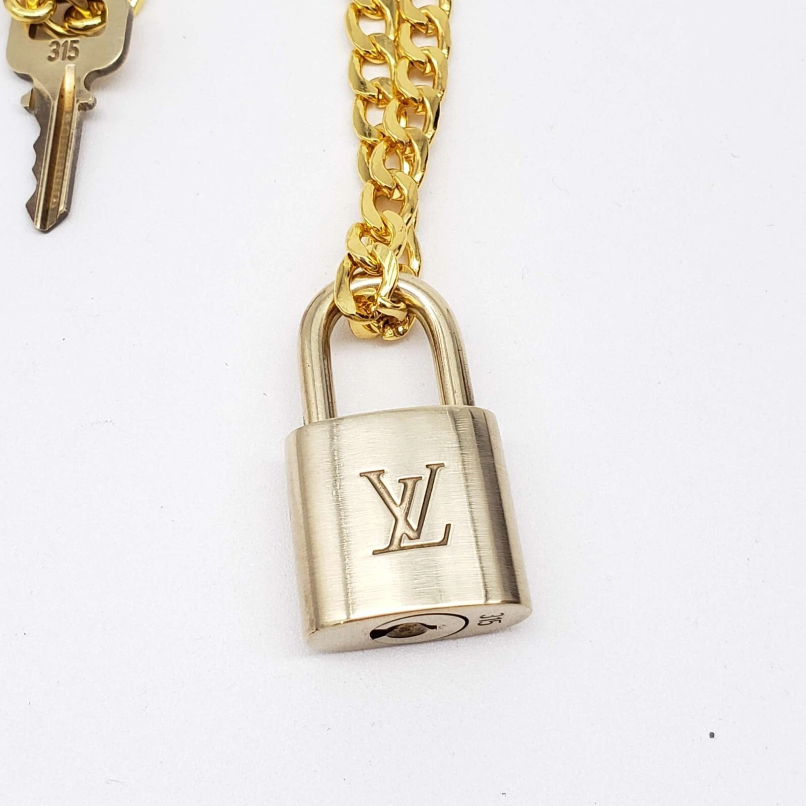 Authentic Louis Vuitton Lock & Key w/ 18k Gold Plated Chain Necklace