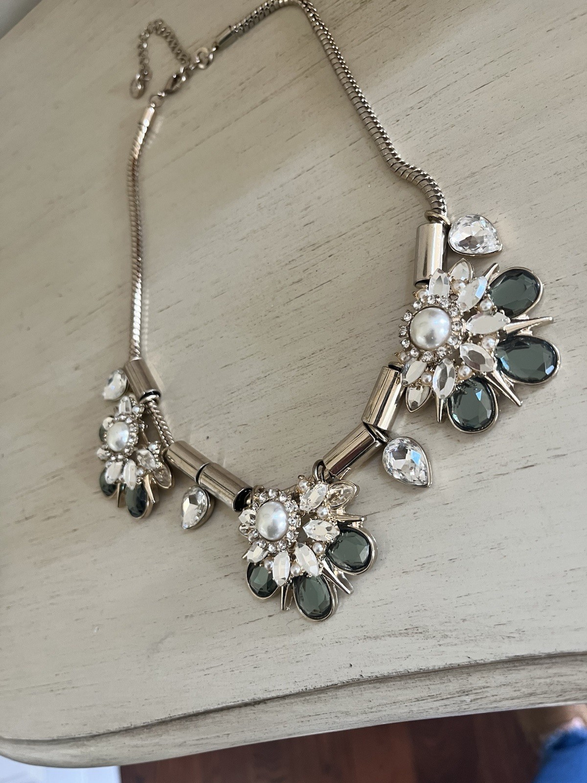lydell nyc Gold Tone Light Green Crystal Cluster Pendant Statement Necklace