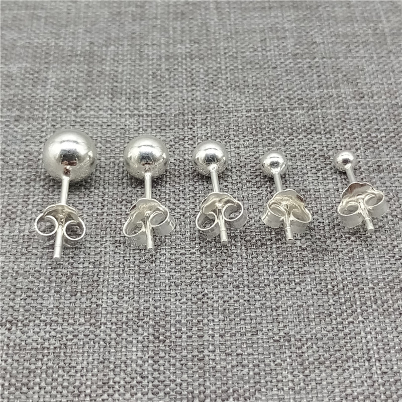 5 Sterling Silver Ball Earring Posts 1.5mm 2mm 2.5mm 3mm 4mm 5mm 6mm