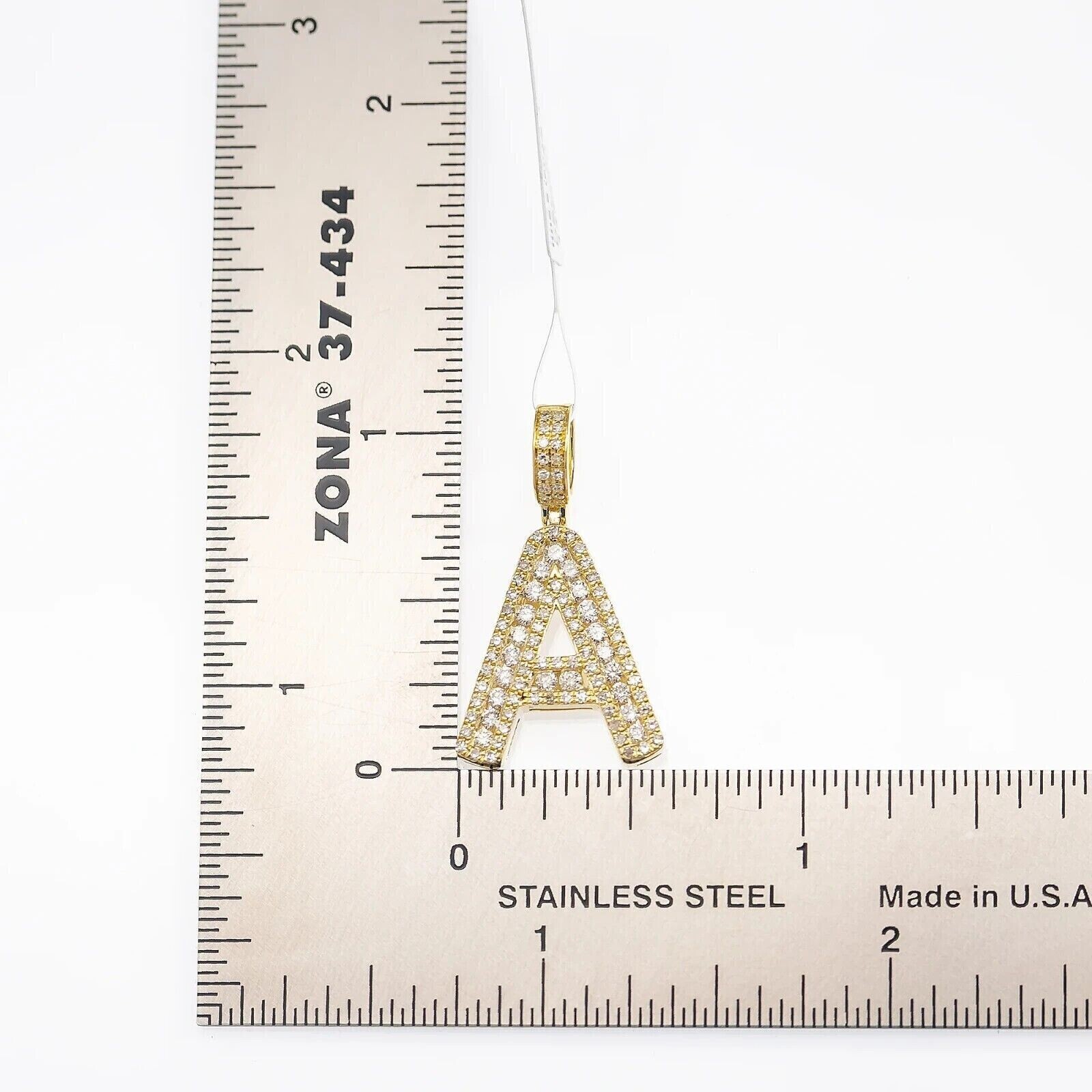 2.00Ct Round Cut Lab-Created Diamond ”A” Letter Pendant 14k Yellow Gold Plated