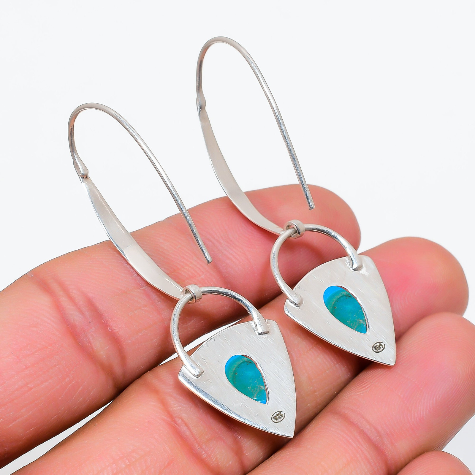 Sleeping Beauty Turquoise Gemstone Earring 925 Sterling Silver Handmade Jewelry