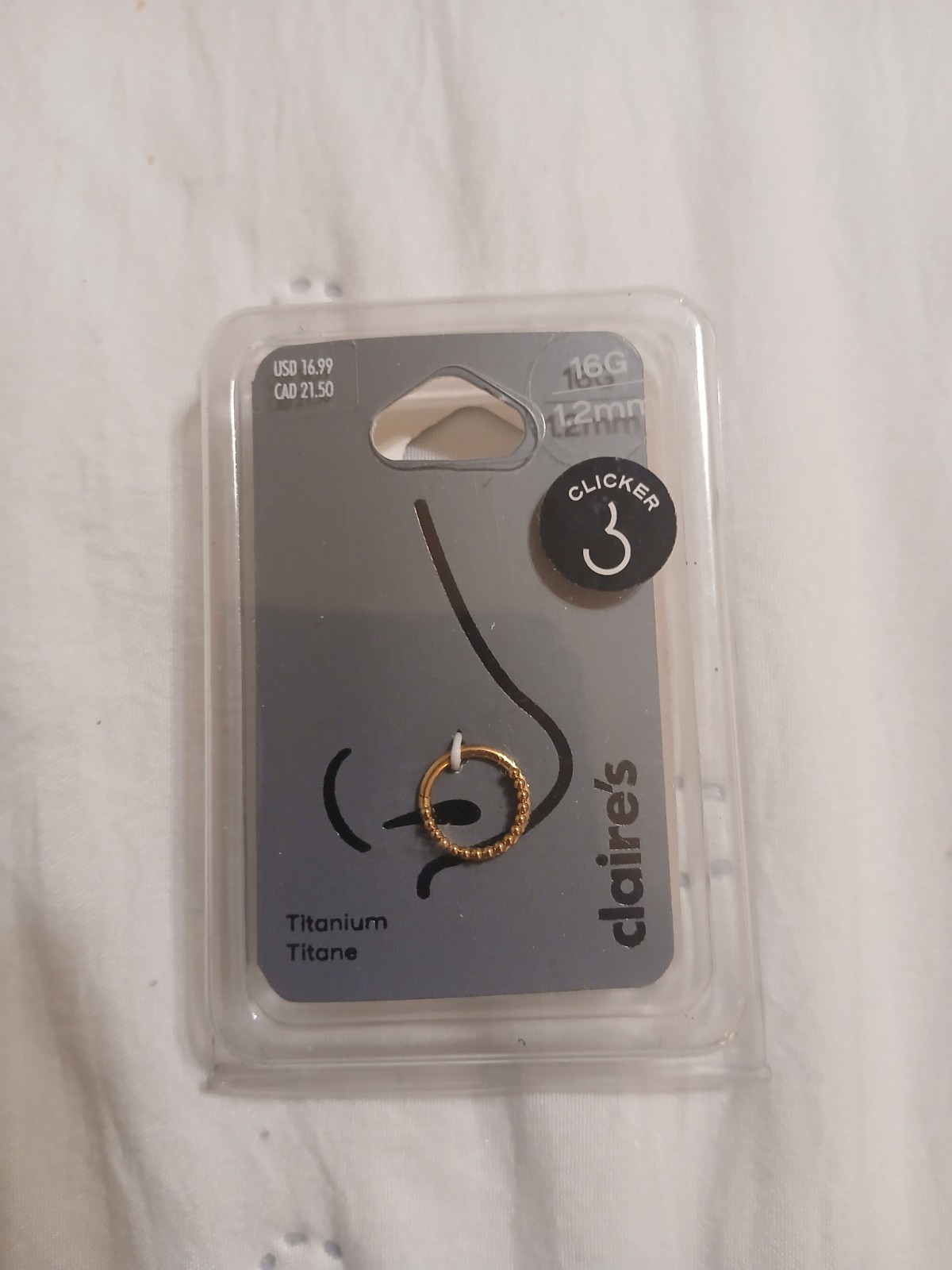 Claire’s Womens Nose Ring 16 G 1.2mm Titanium Titane New