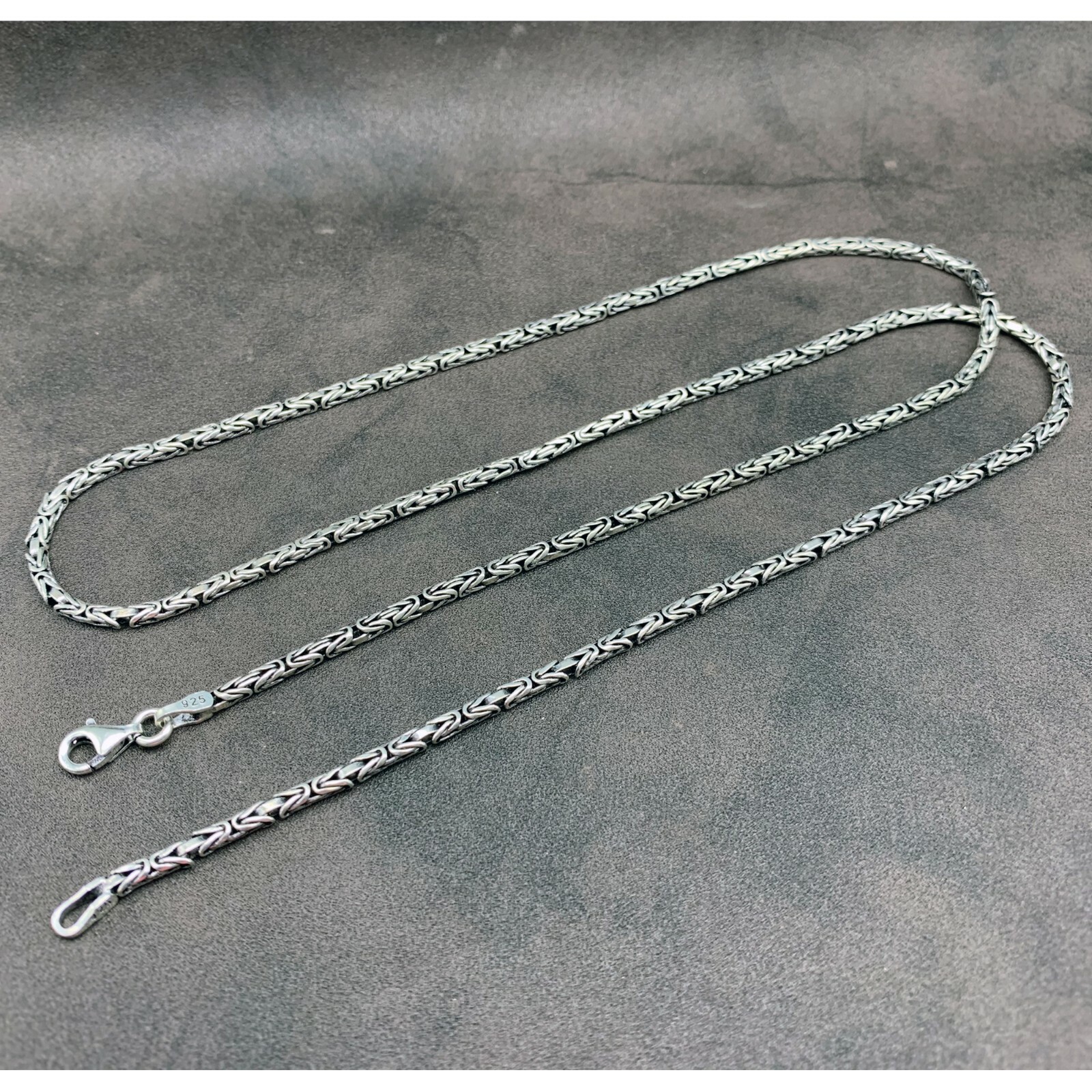 925 Sterling Silver Byzantine Chain 2 mm, 3 mm, 4 mm, 5 mm King Chain Necklace