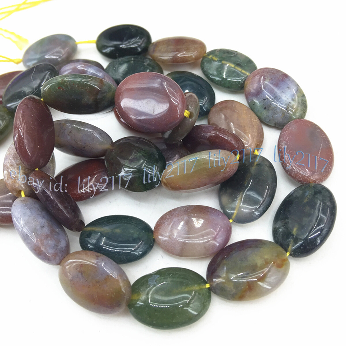 13x18mm Natural Multicolor India Agate Oval Gemstone Loose Beads 15” Strand