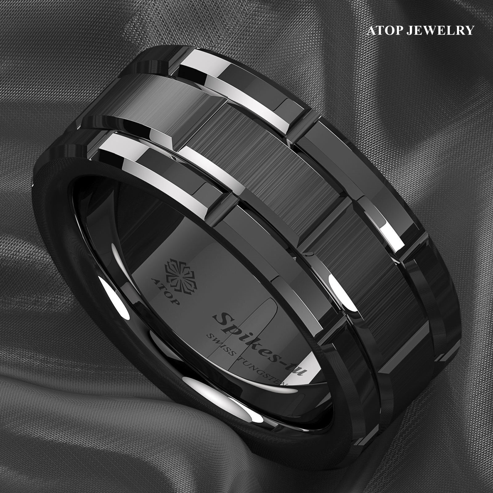 ATOP 8mm Tungsten Carbide Ring Rose Gold Black Silver for Mens Wedding Bands