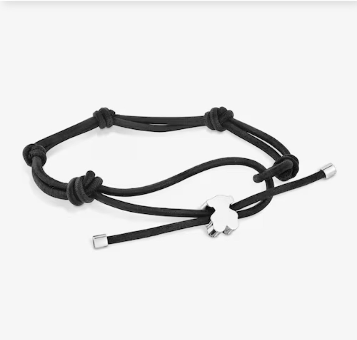 TOUS BLACK ELASTIC BRACELET WITH SILVER BEAR SWEET DOLLS $125 MSR MADE IN SPAIN