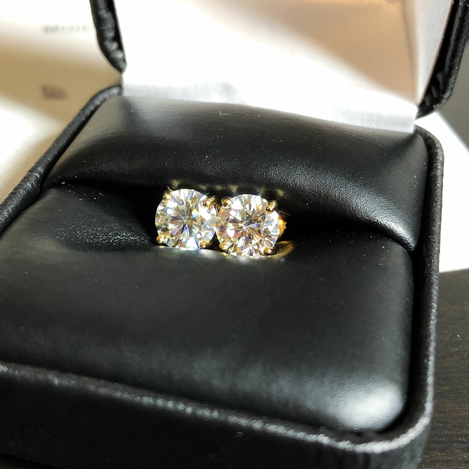 Certified VVS Moissanite Solitaire Stud Earrings 925 Sterling Silver 14K Gold