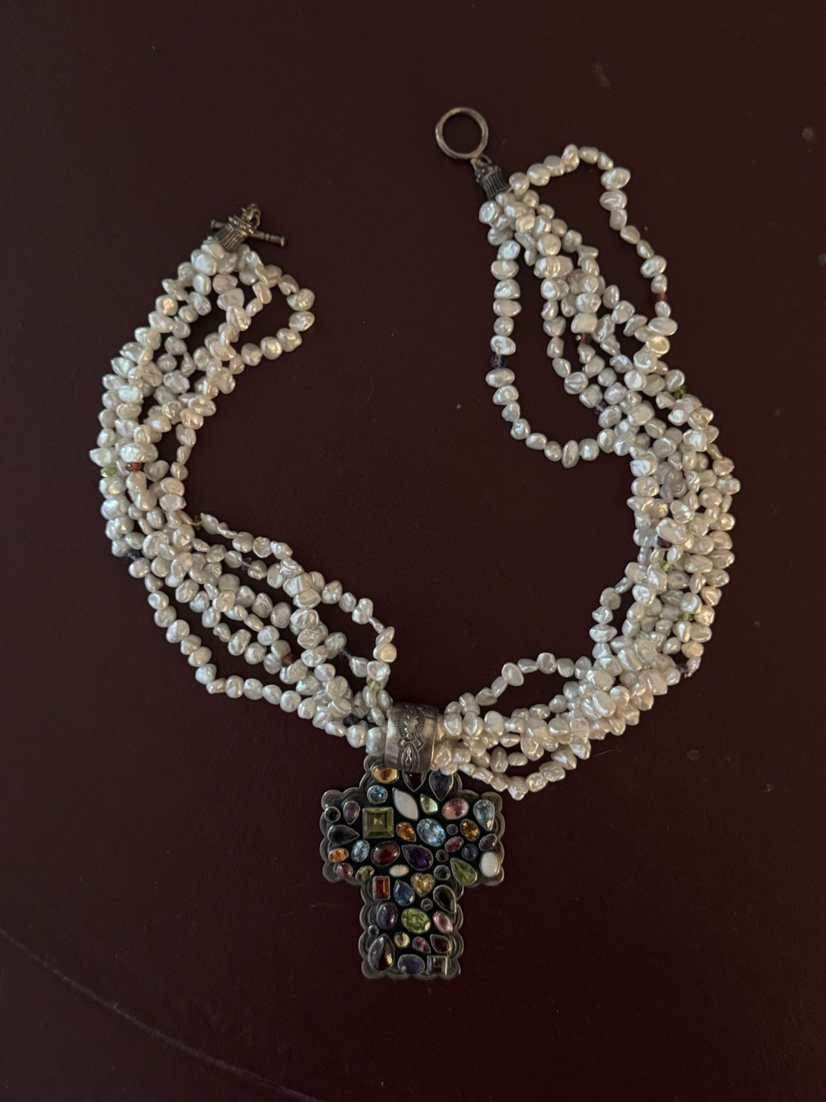 Vintage LEO FEENEY southwestern style freshwater pearl string necklace