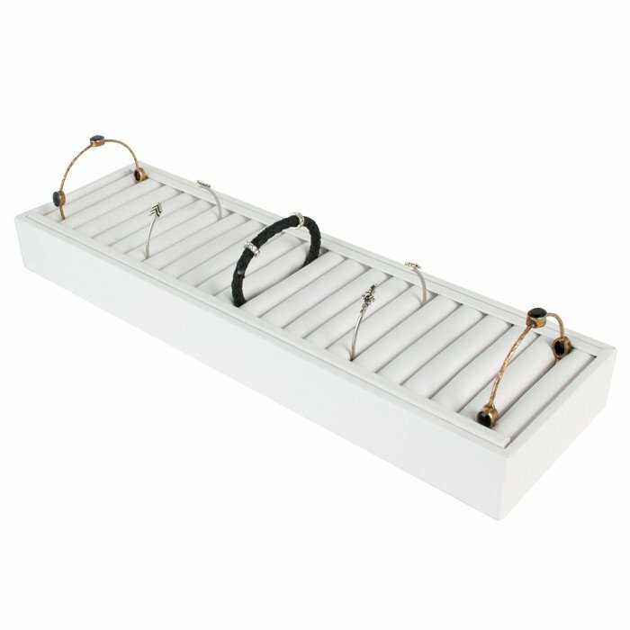 White Leatherette Bangle Bracelet Jewelry Display Tray Holder Organizer ~ 2 Size